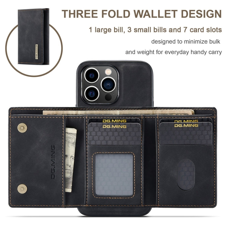 For iPhone 15 Pro DG.MING M1 Series 3-Fold Multi Card Wallet Leather Phone Case(Black) by DG.MING