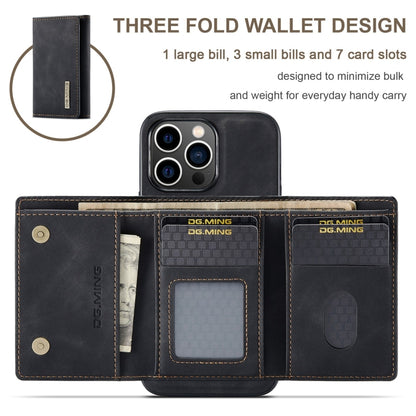 For iPhone 15 Pro DG.MING M1 Series 3-Fold Multi Card Wallet Leather Phone Case(Black) by DG.MING