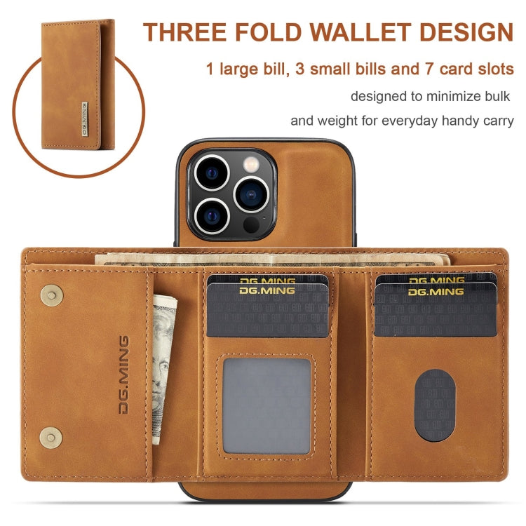 For iPhone 15 Pro DG.MING M1 Series 3-Fold Multi Card Wallet Leather Phone Case(Brown) by DG.MING