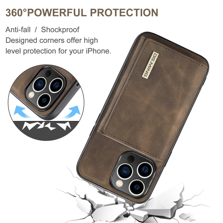 For iPhone 15 Pro DG.MING M1 Series 3-Fold Multi Card Wallet Leather Phone Case(Coffee) by DG.MING