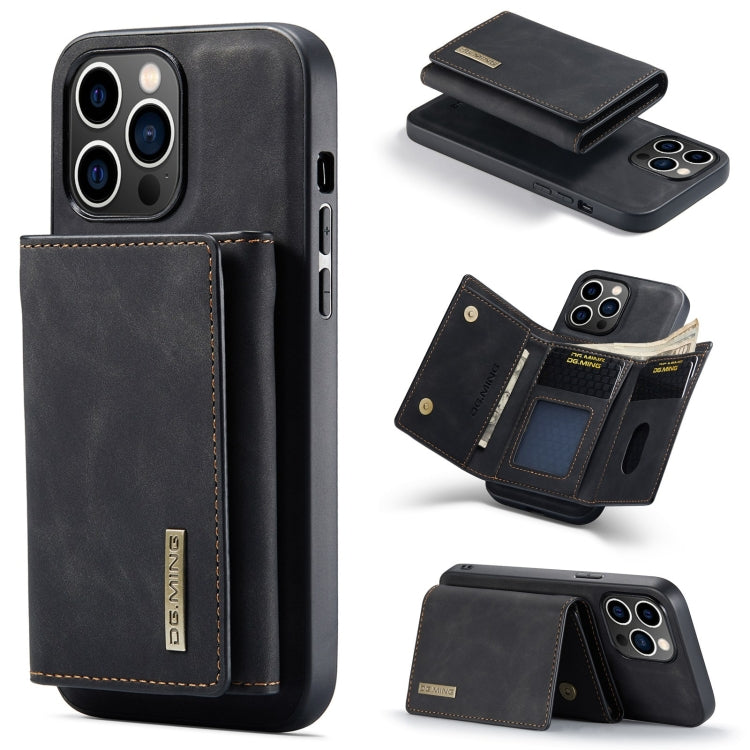 For iPhone 15 Pro Max DG.MING M1 Series 3-Fold Multi Card Wallet Leather Phone Case(Black) by DG.MING