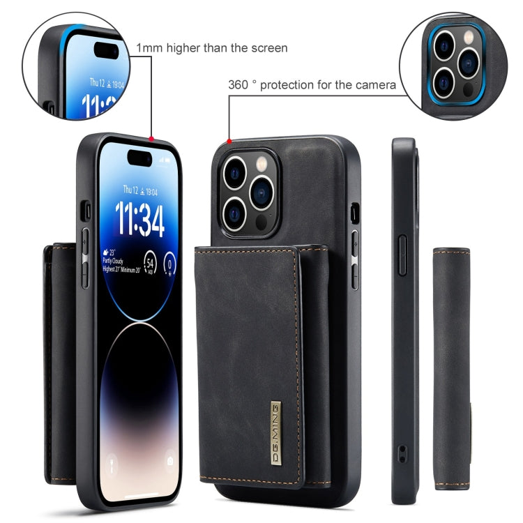 For iPhone 15 Pro Max DG.MING M1 Series 3-Fold Multi Card Wallet Leather Phone Case(Black) by DG.MING