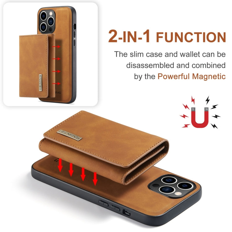 For iPhone 15 Pro Max DG.MING M1 Series 3-Fold Multi Card Wallet Leather Phone Case(Brown) by DG.MING