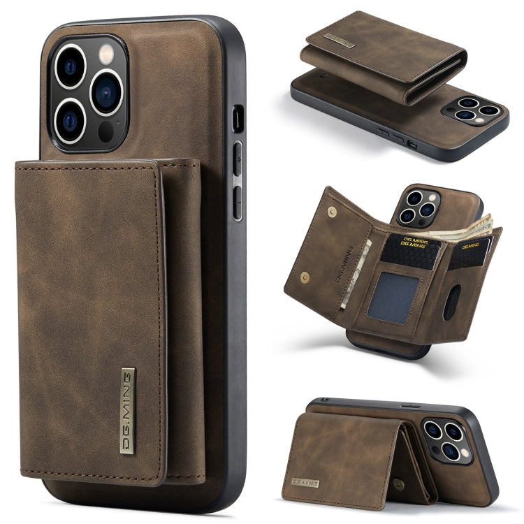 For iPhone 15 Pro Max DG.MING M1 Series 3-Fold Multi Card Wallet Leather Phone Case(Coffee) by DG.MING