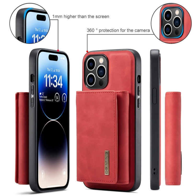 For iPhone 15 Pro Max DG.MING M1 Series 3-Fold Multi Card Wallet Leather Phone Case(Red) by DG.MING
