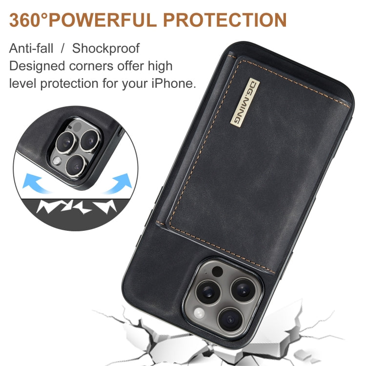 For iPhone 16 Pro Max DG.MING M1 Series 3-Fold Multi Card Wallet Leather Phone Case(Black) by DG.MING