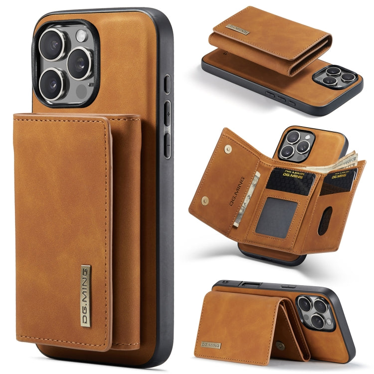 For iPhone 16 Pro Max DG.MING M1 Series 3-Fold Multi Card Wallet Leather Phone Case(Brown) by DG.MING