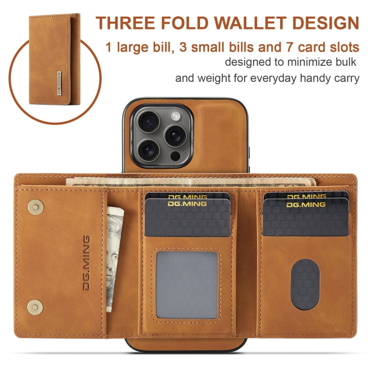 For iPhone 16 Pro Max DG.MING M1 Series 3-Fold Multi Card Wallet Leather Phone Case(Brown) by DG.MING
