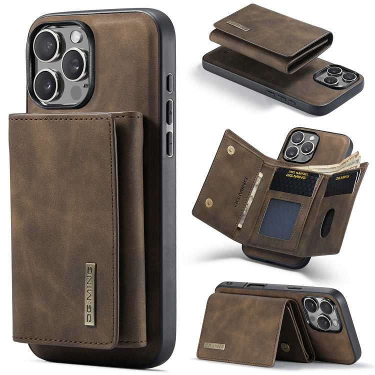 For iPhone 16 Pro Max DG.MING M1 Series 3-Fold Multi Card Wallet Leather Phone Case(Coffee) by DG.MING