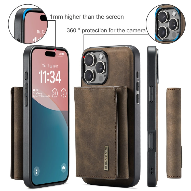 For iPhone 16 Pro Max DG.MING M1 Series 3-Fold Multi Card Wallet Leather Phone Case(Coffee) by DG.MING