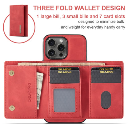 For iPhone 16 Pro Max DG.MING M1 Series 3-Fold Multi Card Wallet Leather Phone Case(Red) by DG.MING