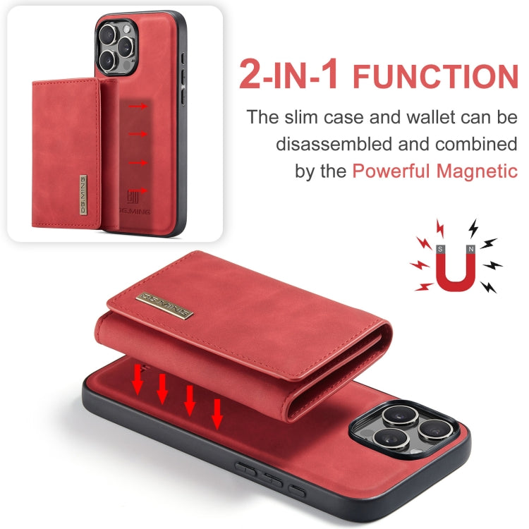 For iPhone 16 Pro Max DG.MING M1 Series 3-Fold Multi Card Wallet Leather Phone Case(Red) by DG.MING