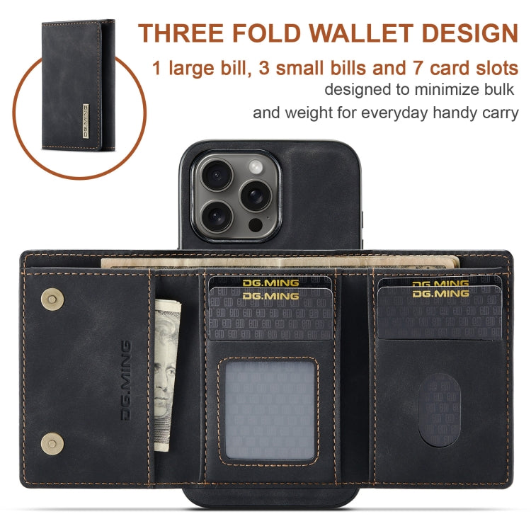 For iPhone 16 Pro DG.MING M1 Series 3-Fold Multi Card Wallet Leather Phone Case(Black) by DG.MING