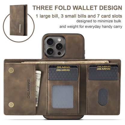 For iPhone 16 Pro DG.MING M1 Series 3-Fold Multi Card Wallet Leather Phone Case(Coffee) by DG.MING