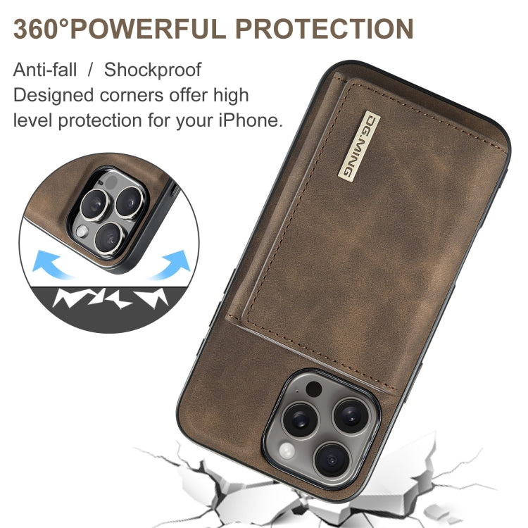 For iPhone 16 Pro DG.MING M1 Series 3-Fold Multi Card Wallet Leather Phone Case(Coffee) by DG.MING