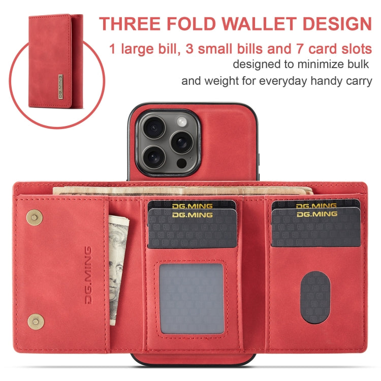 For iPhone 16 Pro DG.MING M1 Series 3-Fold Multi Card Wallet Leather Phone Case(Red) by DG.MING