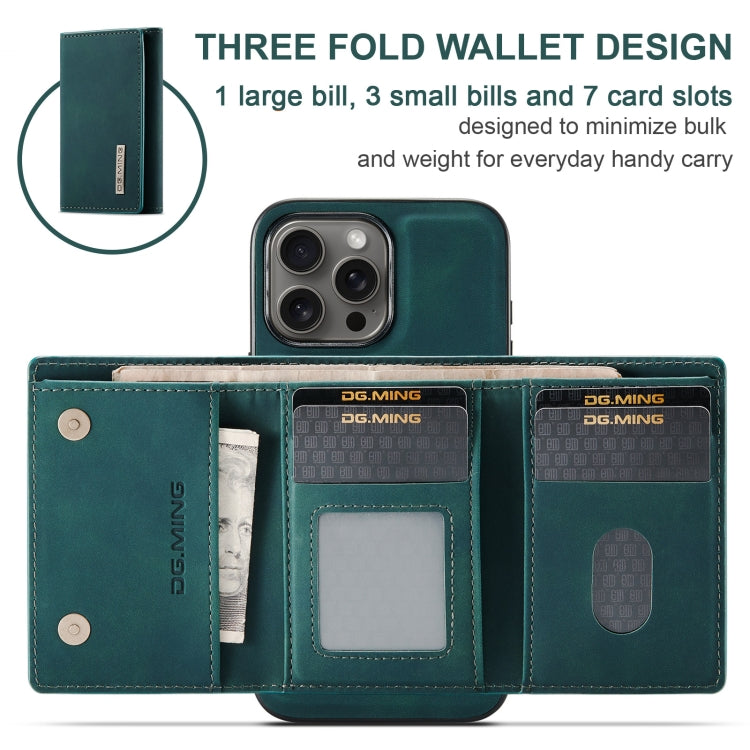 For iPhone 16 Pro DG.MING M1 Series 3-Fold Multi Card Wallet Leather Phone Case(Green) by DG.MING