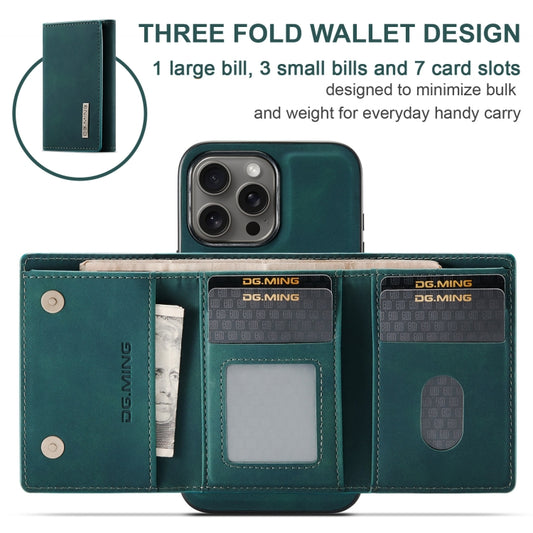 For iPhone 16 Pro DG.MING M1 Series 3-Fold Multi Card Wallet Leather Phone Case(Green) by DG.MING