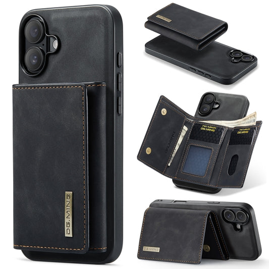 For iPhone 16 Plus DG.MING M1 Series 3-Fold Multi Card Wallet Leather Phone Case(Black) by DG.MING