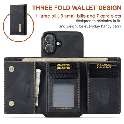 For iPhone 16 Plus DG.MING M1 Series 3-Fold Multi Card Wallet Leather Phone Case(Black) by DG.MING