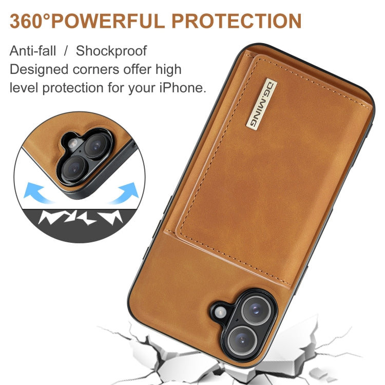 For iPhone 16 Plus DG.MING M1 Series 3-Fold Multi Card Wallet Leather Phone Case(Brown) by DG.MING