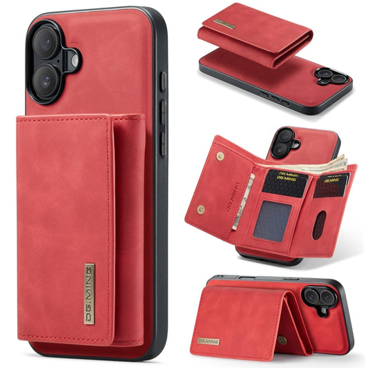 For iPhone 16 Plus DG.MING M1 Series 3-Fold Multi Card Wallet Leather Phone Case(Red) by DG.MING