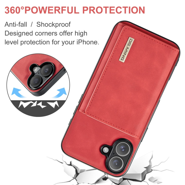 For iPhone 16 Plus DG.MING M1 Series 3-Fold Multi Card Wallet Leather Phone Case(Red) by DG.MING