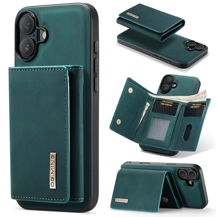 For iPhone 16 Plus DG.MING M1 Series 3-Fold Multi Card Wallet Leather Phone Case(Green) by DG.MING