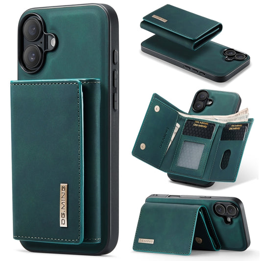 For iPhone 16 DG.MING M1 Series 3-Fold Multi Card Wallet Leather Phone Case(Green) by DG.MING