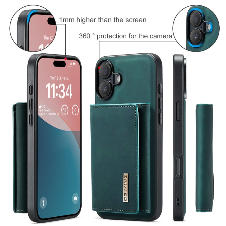 For iPhone 16 DG.MING M1 Series 3-Fold Multi Card Wallet Leather Phone Case(Green) by DG.MING