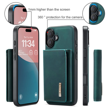 For iPhone 16 DG.MING M1 Series 3-Fold Multi Card Wallet Leather Phone Case(Green) by DG.MING