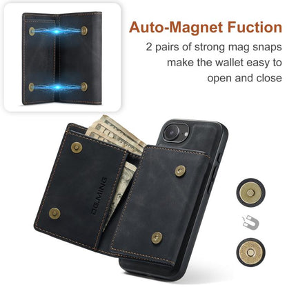 For iPhone 16e DG.MING M1 Series 3-Fold Multi Card Wallet Leather Phone Case(Black) by DG.MING