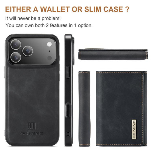For iPhone 17 Pro Max DG.MING M1 Series 3-Fold Multi Card Wallet Leather Phone Case(Black) by DG.MING