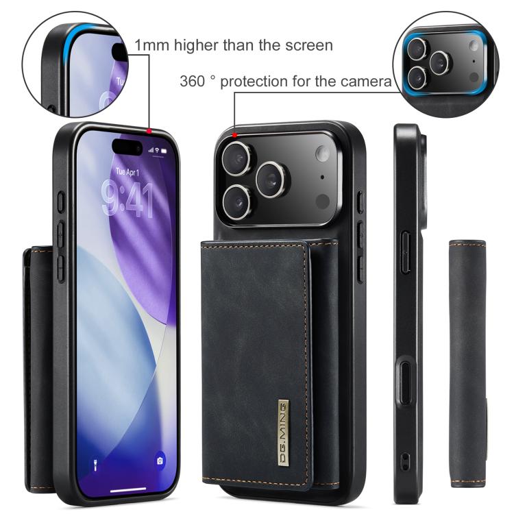 For iPhone 17 Pro Max DG.MING M1 Series 3-Fold Multi Card Wallet Leather Phone Case(Black) by DG.MING