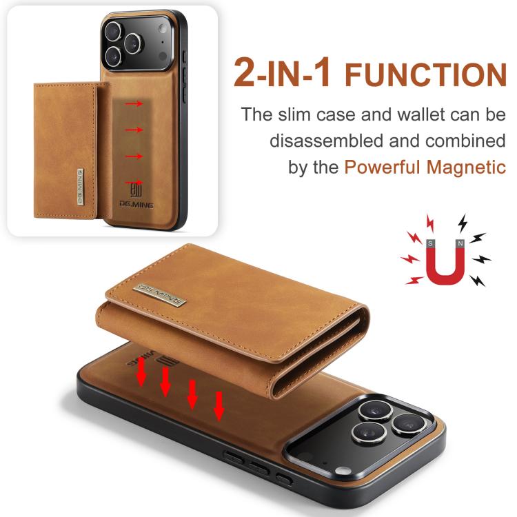 For iPhone 17 Pro Max DG.MING M1 Series 3-Fold Multi Card Wallet Leather Phone Case(Brown) by DG.MING