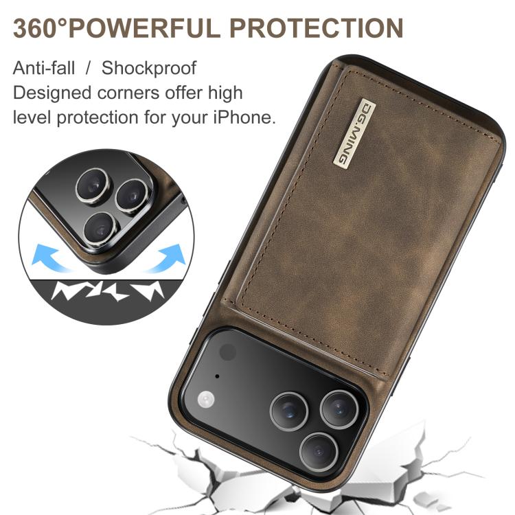 For iPhone 17 Pro Max DG.MING M1 Series 3-Fold Multi Card Wallet Leather Phone Case(Coffee) by DG.MING