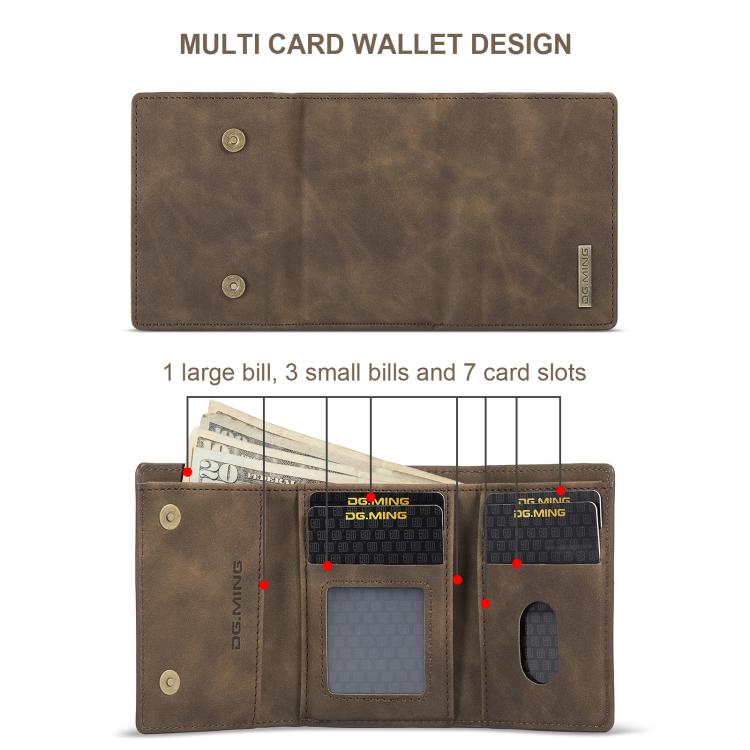 For iPhone 17 Pro Max DG.MING M1 Series 3-Fold Multi Card Wallet Leather Phone Case(Coffee) by DG.MING