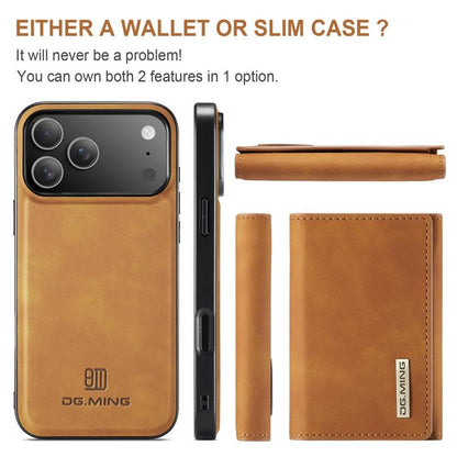 For iPhone 17 Pro DG.MING M1 Series 3-Fold Multi Card Wallet Leather Phone Case(Brown) by DG.MING