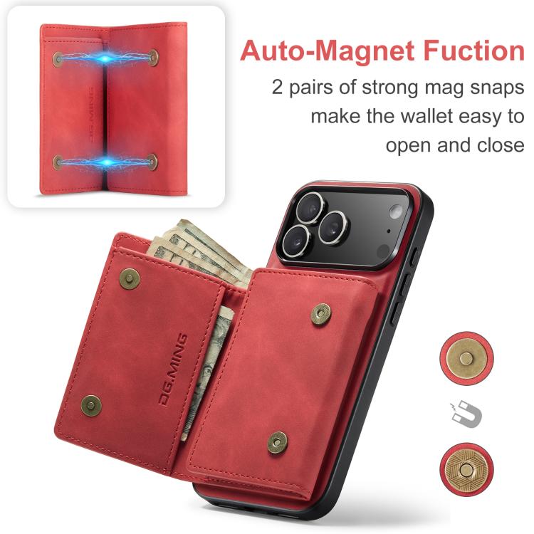 For iPhone 17 Pro DG.MING M1 Series 3-Fold Multi Card Wallet Leather Phone Case(Red) by DG.MING