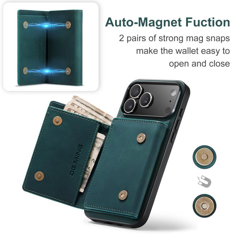 For iPhone 17 Pro DG.MING M1 Series 3-Fold Multi Card Wallet Leather Phone Case(Green) by DG.MING