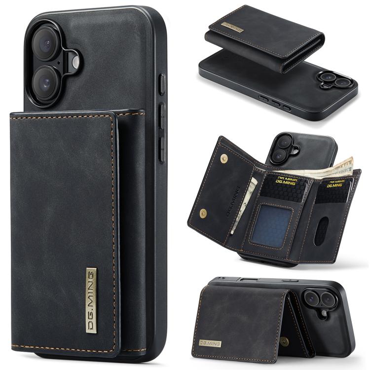 For iPhone 17 DG.MING M1 Series 3-Fold Multi Card Wallet Leather Phone Case(Black) by DG.MING