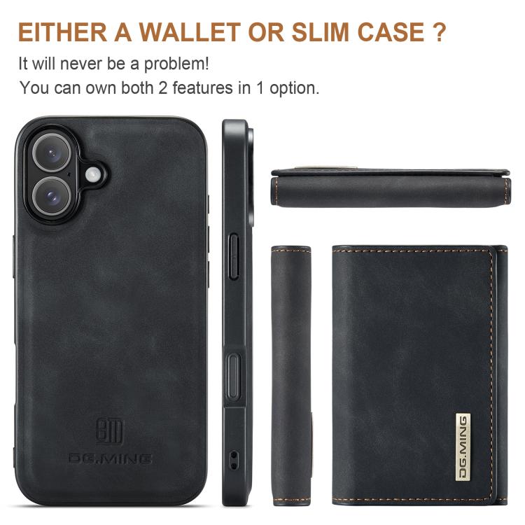For iPhone 17 DG.MING M1 Series 3-Fold Multi Card Wallet Leather Phone Case(Black) by DG.MING