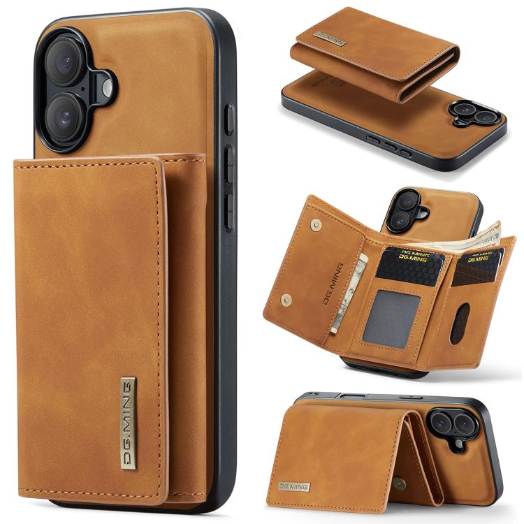 For iPhone 17 DG.MING M1 Series 3-Fold Multi Card Wallet Leather Phone Case(Brown) by DG.MING