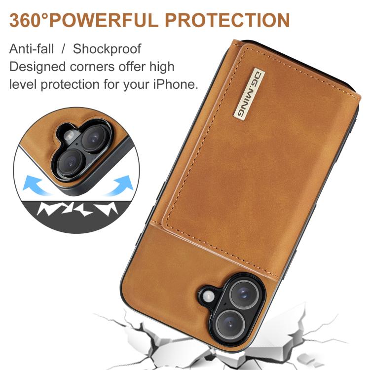 For iPhone 17 DG.MING M1 Series 3-Fold Multi Card Wallet Leather Phone Case(Brown) by DG.MING