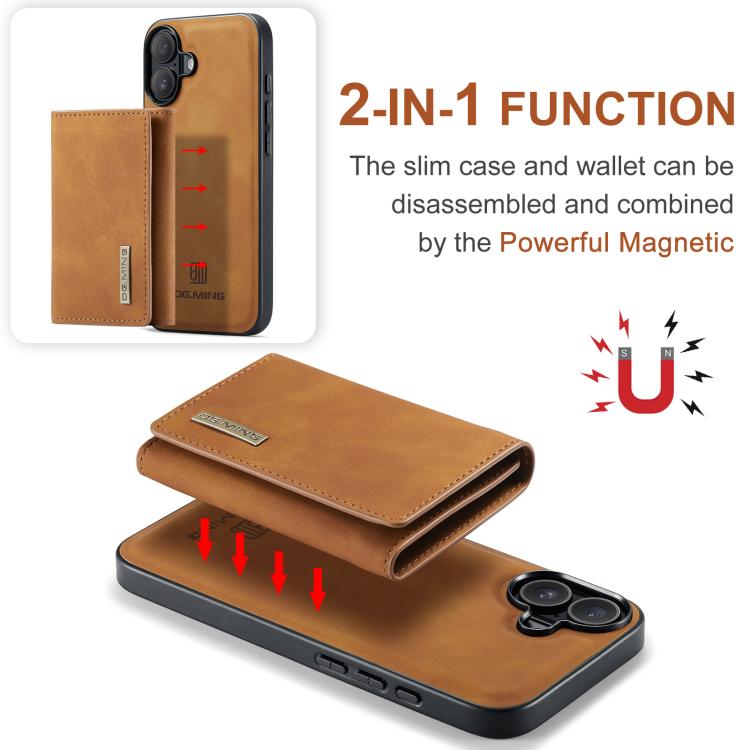 For iPhone 17 DG.MING M1 Series 3-Fold Multi Card Wallet Leather Phone Case(Brown) by DG.MING