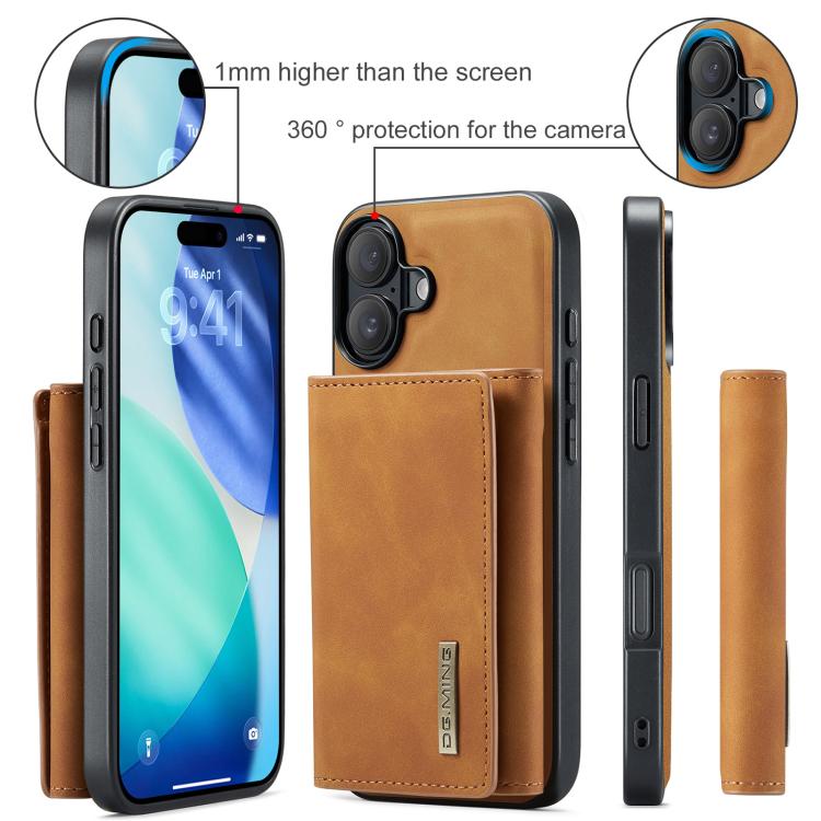 For iPhone 17 DG.MING M1 Series 3-Fold Multi Card Wallet Leather Phone Case(Brown) by DG.MING