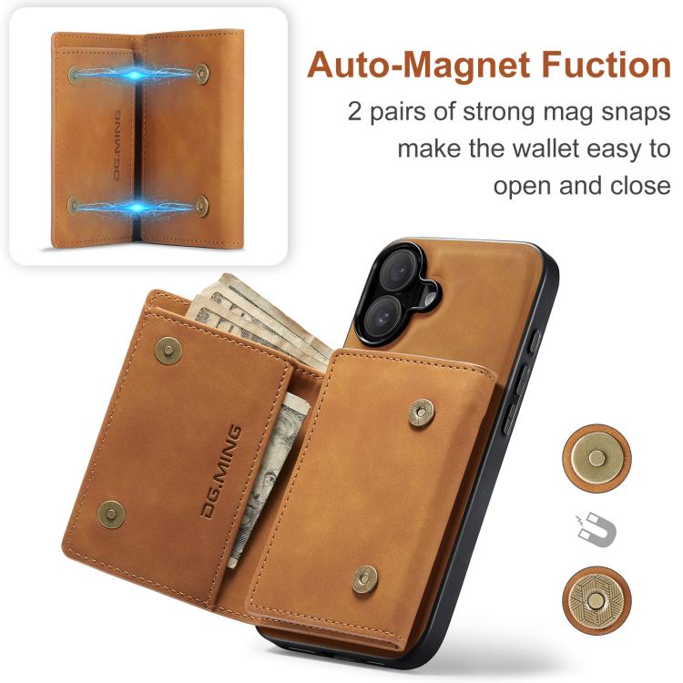 For iPhone 17 DG.MING M1 Series 3-Fold Multi Card Wallet Leather Phone Case(Brown) by DG.MING