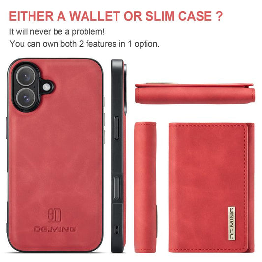 For iPhone 17 DG.MING M1 Series 3-Fold Multi Card Wallet Leather Phone Case(Red) by DG.MING