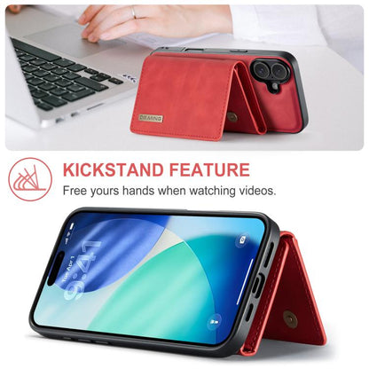 For iPhone 17 DG.MING M1 Series 3-Fold Multi Card Wallet Leather Phone Case(Red) by DG.MING