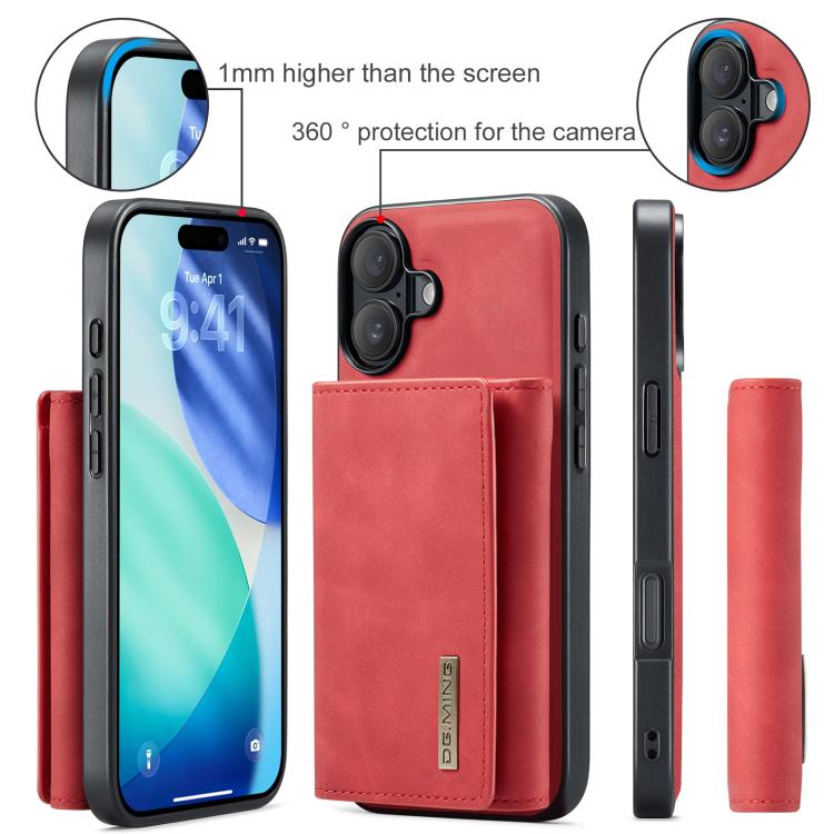 For iPhone 17 DG.MING M1 Series 3-Fold Multi Card Wallet Leather Phone Case(Red) by DG.MING